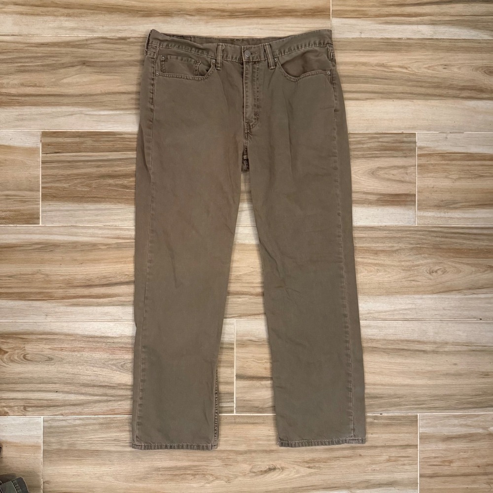 Levis 514 Straight Fit Pants Mens 36x30 Olive Green Khaki Chino 04514-0377